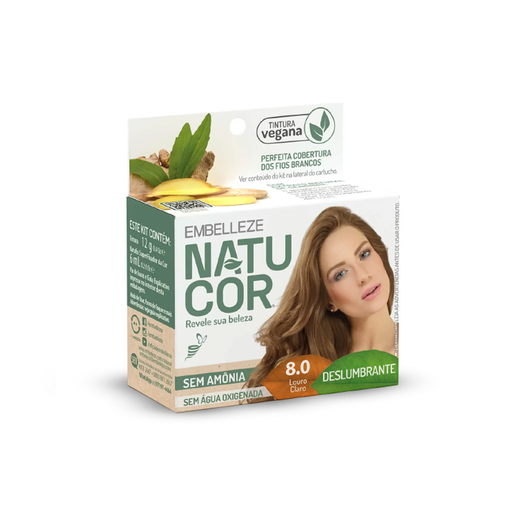 Tinta de Cabelo Natucor Naturalmente Deslumbrante Louro Claro 8.0