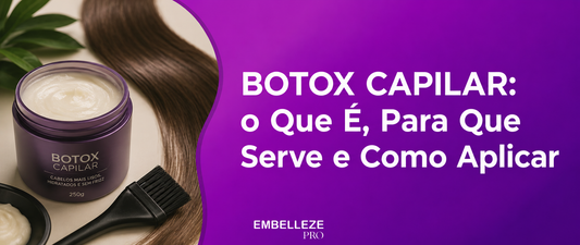 Banner sobre botox capilar explicando o que é, para que serve e como aplicar com creme e cabelo liso.