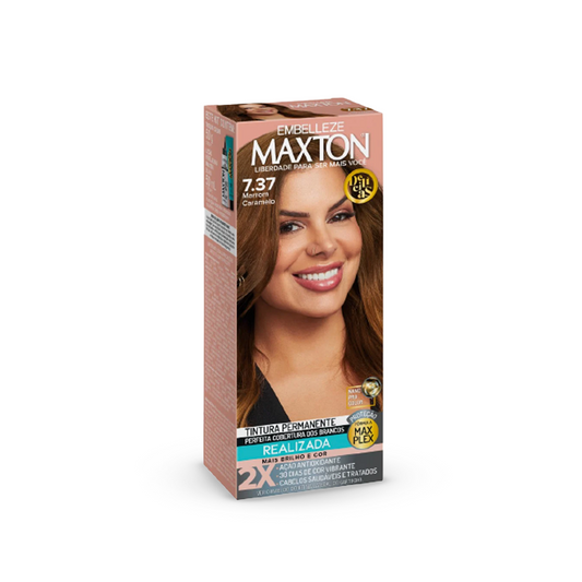 Tinta de cabelo Maxton Delícias Marrom Caramelo 7.37