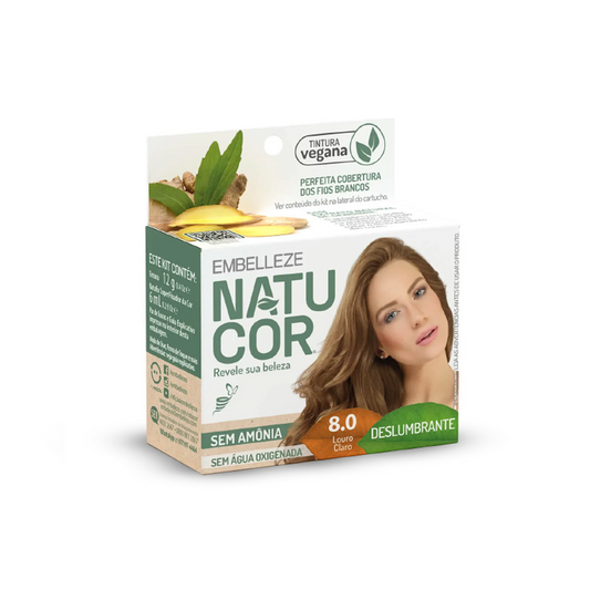 Tinta de Cabelo Natucor Naturalmente Deslumbrante Louro Claro 8.0