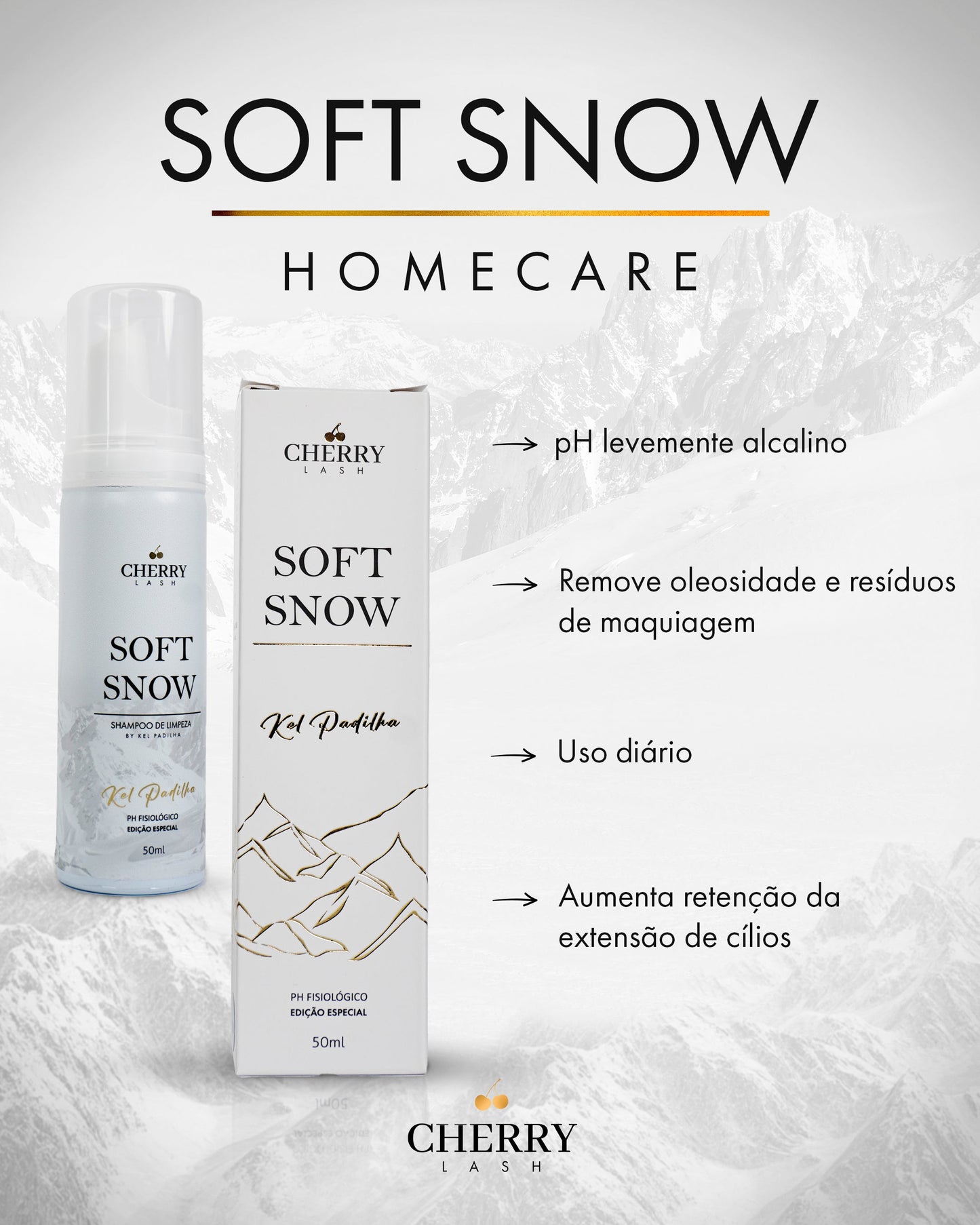 Espuma de Limpeza Cherry Lash Soft Snow - Home Care